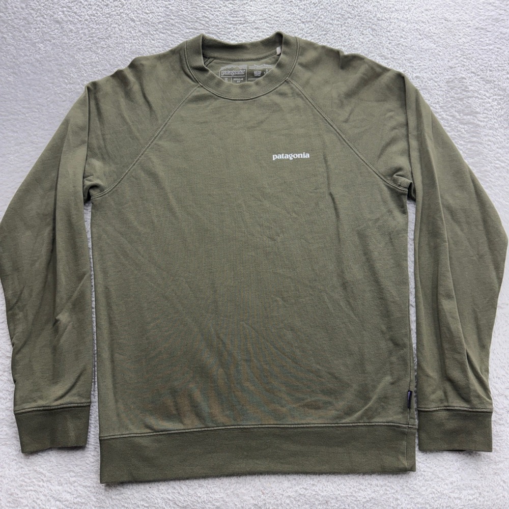 Patagonia Mens P-6 Logo Responsibili-Tee Sweatshirt Olive Green S Regular Fit